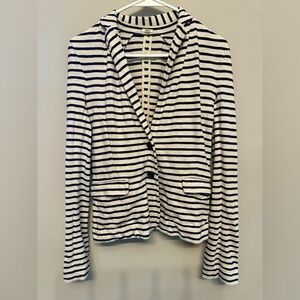J. Crew Navy and Cream Striped Knit Blazer XS